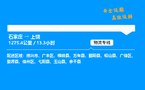 石家庄到上饶物流专线-整车运输/零担配送-石家庄至上饶货运公司