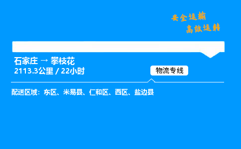 石家庄到攀枝花物流专线-专业承揽石家庄至攀枝花货运-保证时效 石家庄到攀枝花物流专线-专业承揽石家庄至攀枝花货运-保证时效