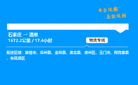石家庄到酒泉物流专线-整车运输/零担配送-石家庄至酒泉货运公司